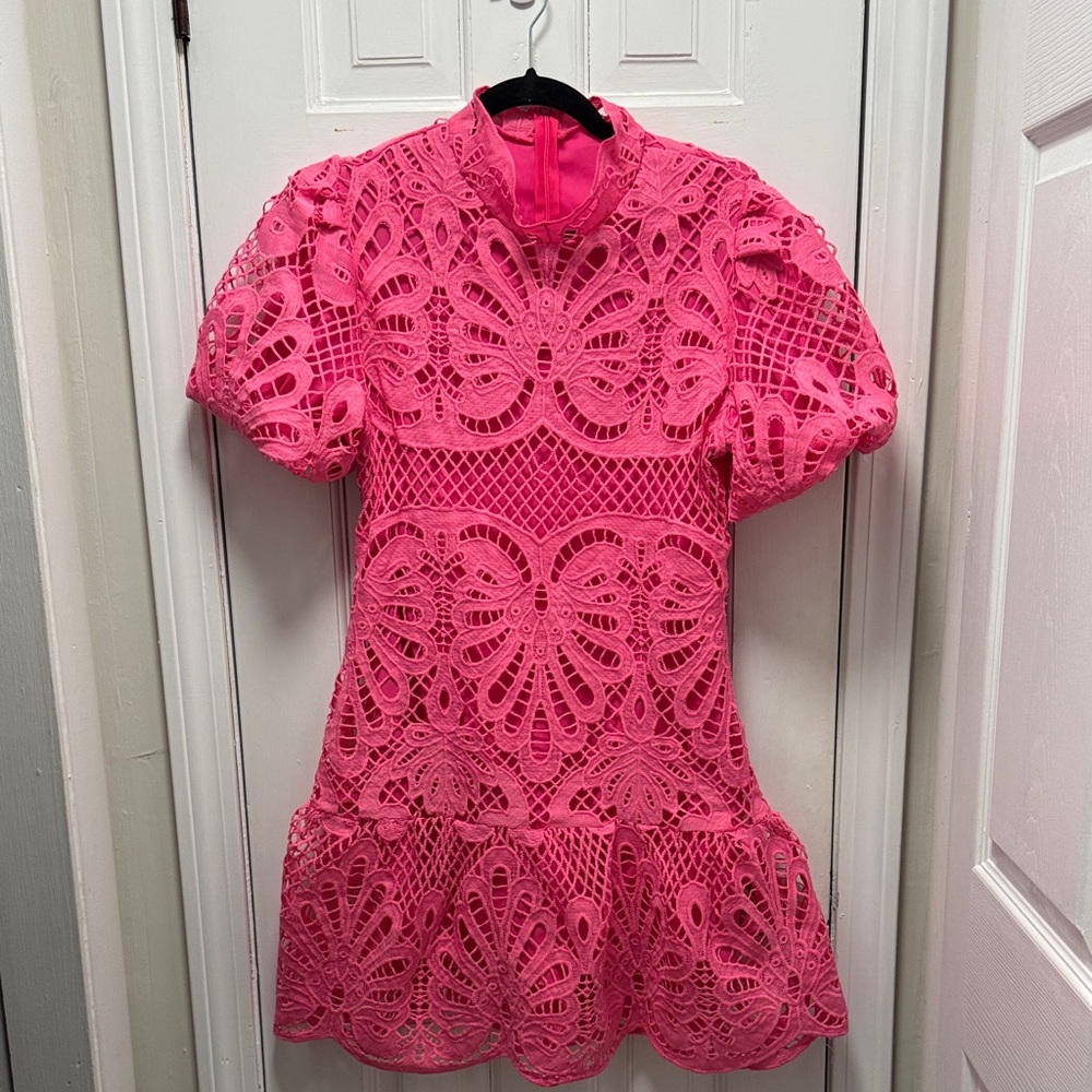 Elegant Pink Lace Formal Dress